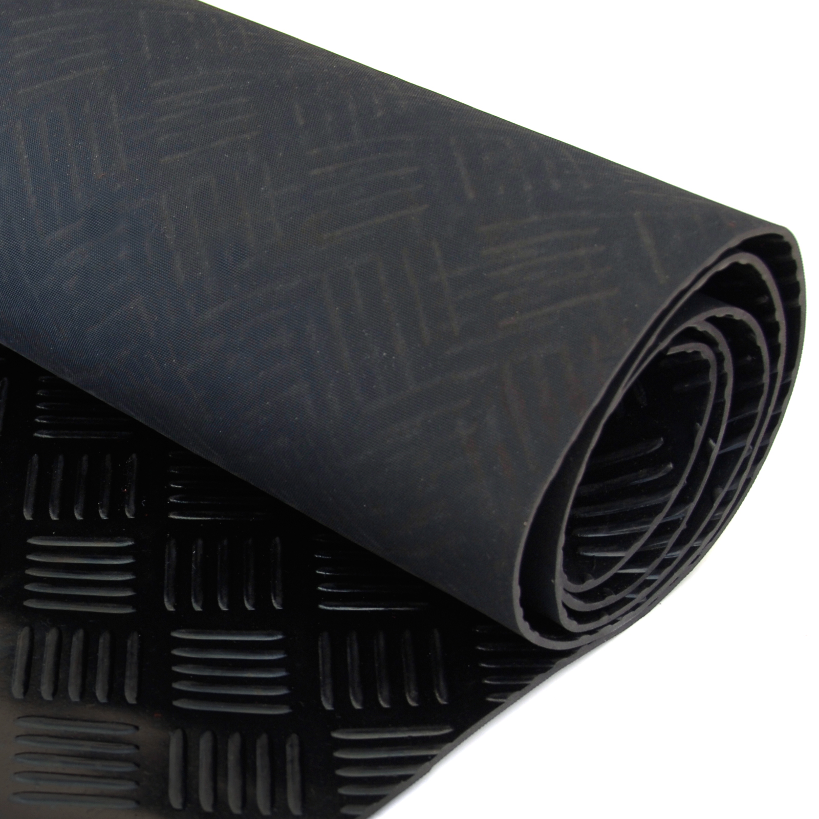 Black Garage Camper Van Floor Checker Plate Rubber Flooring Mat